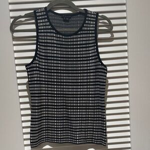 Theory Black and White Patterned Tank Top